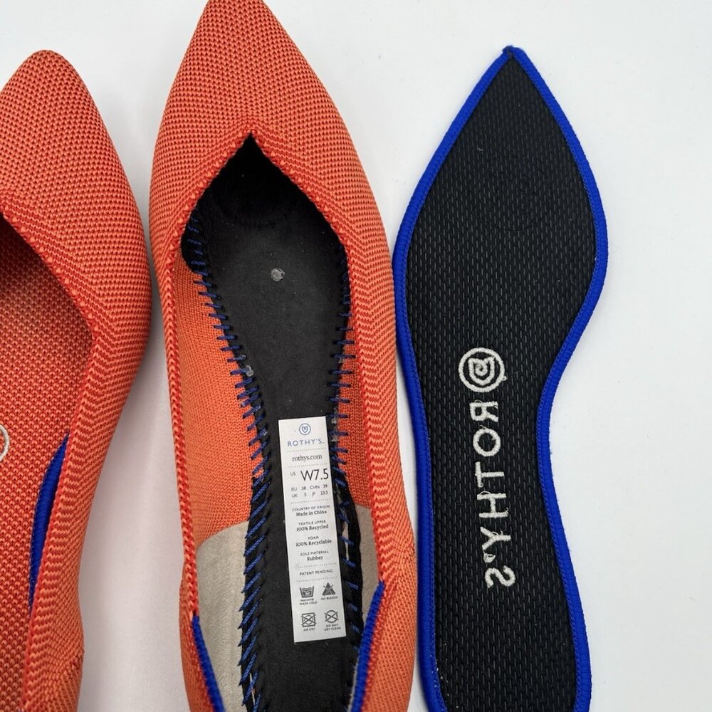Rothy’s The Point Orange Knit Ballet Flats Women’s 7.5 Washable Casual - Picture 7 of 10